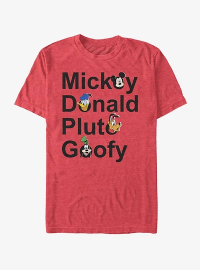 Disney Mickey Mouse & Friends Stacked Names T-Shirt