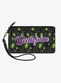 Beetlejuice Roach Skull Doodles Zip Clutch Canvas Wallet