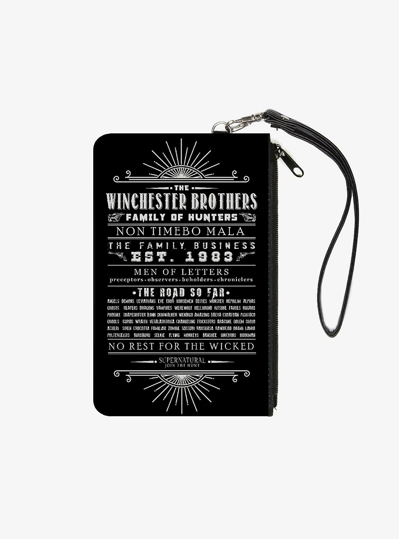 Supernatural Quotes Scroll Black White Zip Clutch Canvas Wallet
