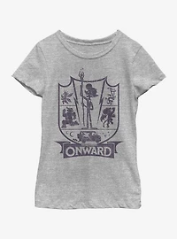 Disney Pixar Onward Charcoal Ian Badge Youth Girls T-Shirt