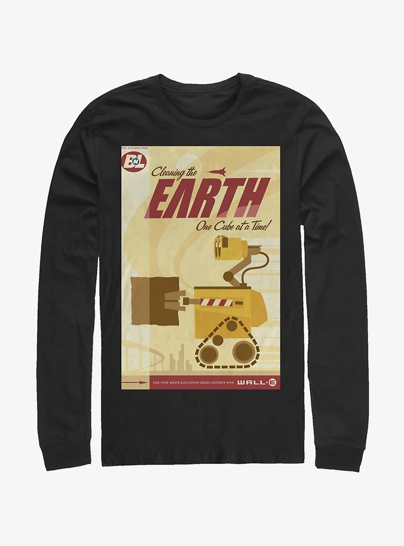 Disney Pixar Wall-E Cleaning The Earth Poster Long-Sleeve T-Shirt