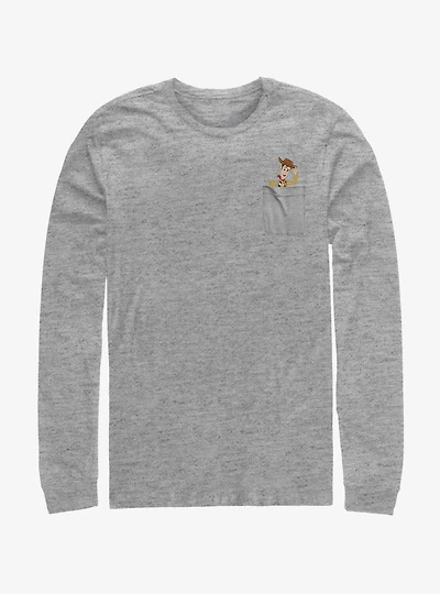 Disney Pixar Toy Story Woody Faux Pocket Long-Sleeve T-Shirt