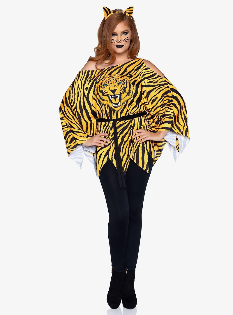3 Piece Tiger Poncho Set