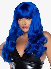 Long Wavy Bang Wig Blue