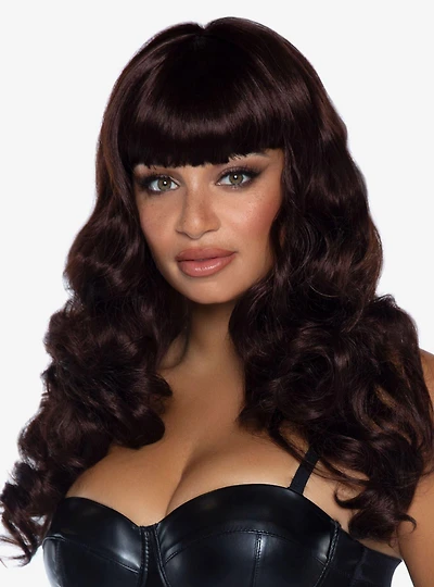 Long Wavy Bang Wig Brown