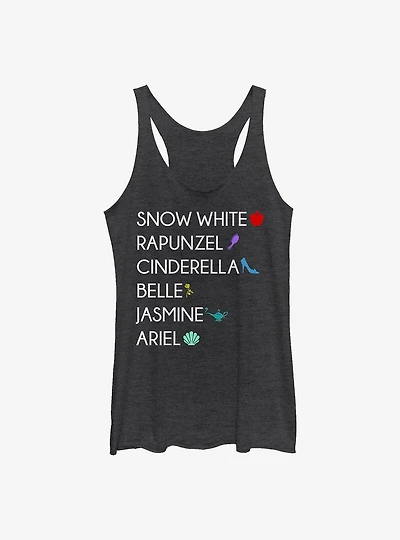 Disney Princesses Name Stack Womens Tank Top