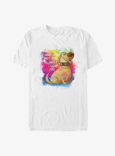 Disney Pixar Up Dug Watercolor Text T-Shirt