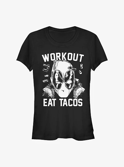 Marvel Deadpool Workout Tacos Girls T-Shirt