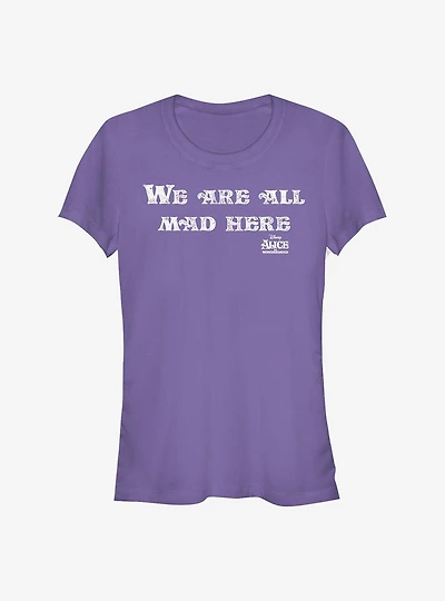 Disney Alice Wonderland All Mad Here Girls T-Shirt