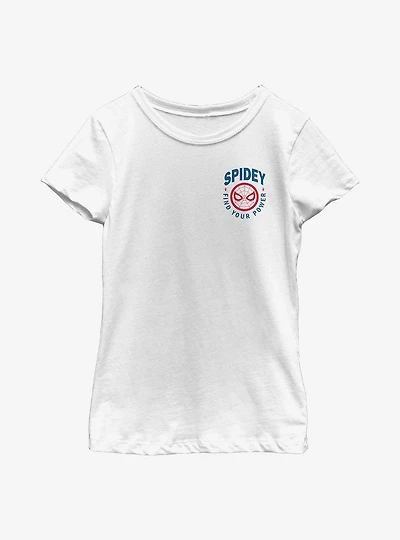 Marvel Spider-Man Spidey Faux Pocket Youth Girls T-Shirt