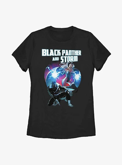 Marvel Black Panther Hero Couple Heart Womens T-Shirt