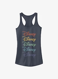 Disney Classic Rainbow Stacked Logo Girls Tank