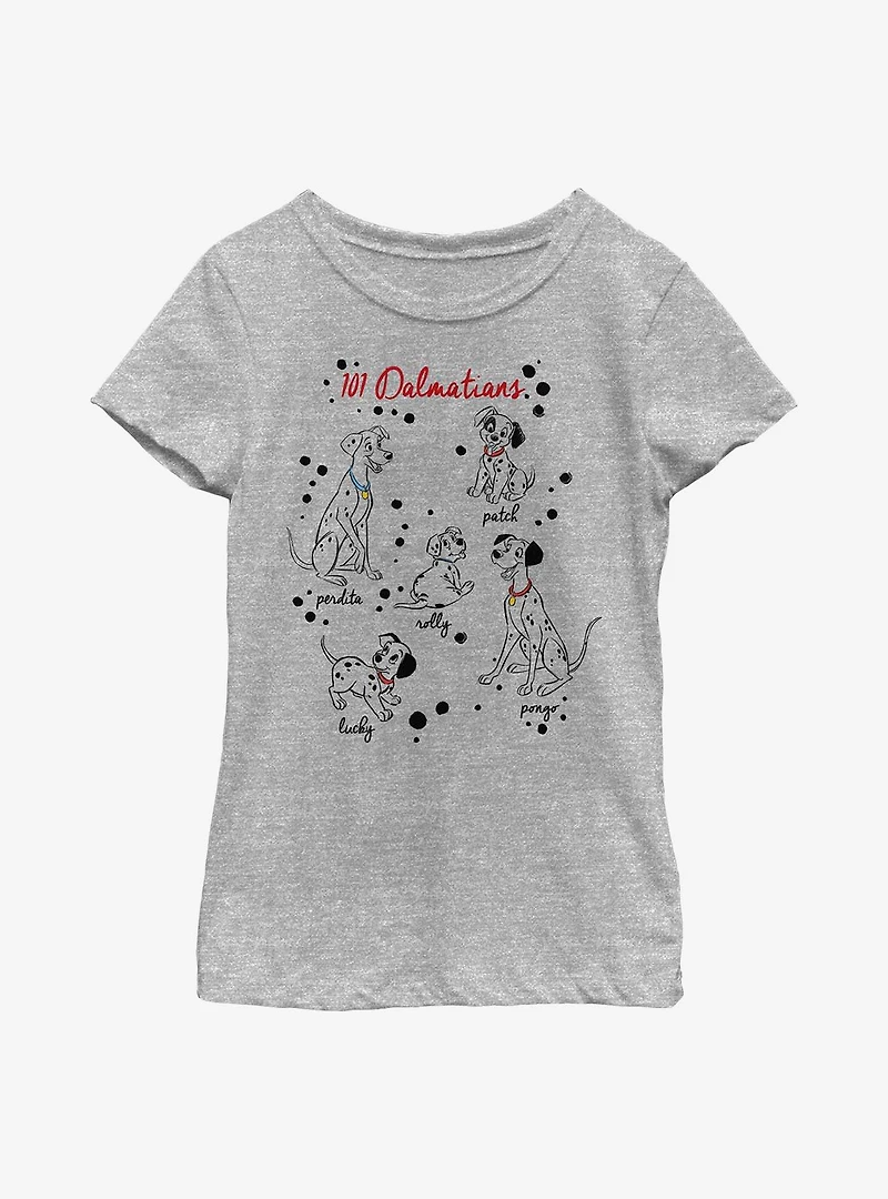 Disney 101 Dalmatians Puppy Names Youth Girls T-Shirt