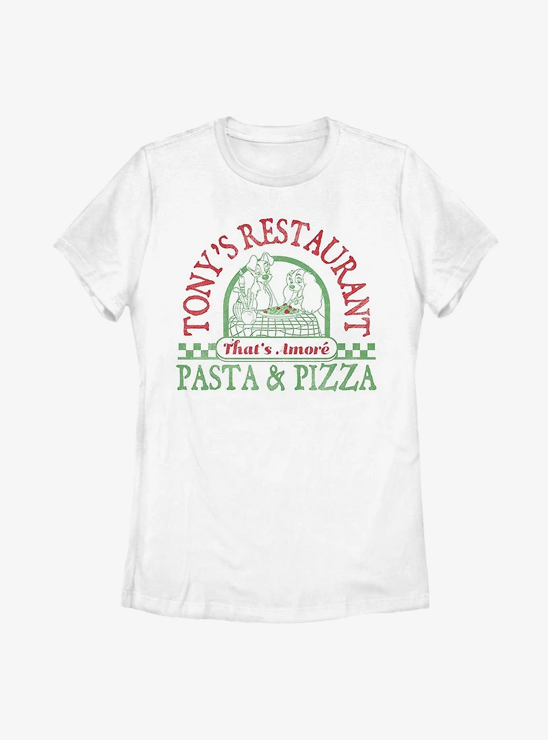 Disney Lady And The Tramp Tony's Pasta & Pizza Womens T-Shirt