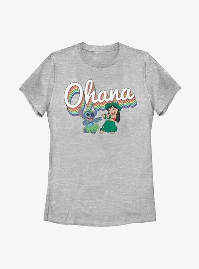 Disney Lilo And Stitch Rainbow Ohana Womens T-Shirt