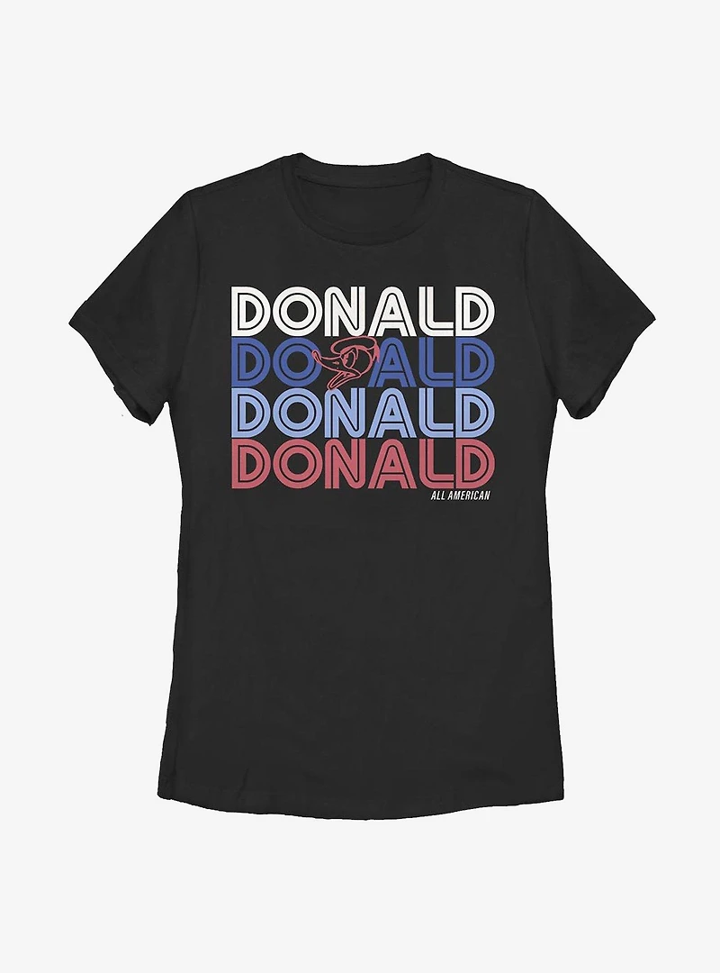 Disney Donald Duck Retro Stack Womens T-Shirt