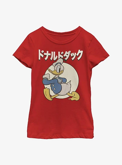 Disney Donald Duck Japanese Text Youth Girls T-Shirt