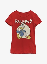 Disney Donald Duck Japanese Text Youth Girls T-Shirt
