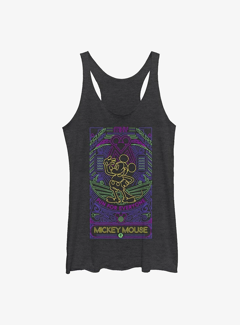 Disney Mickey Mouse Neon Line Art Womens Tank Top