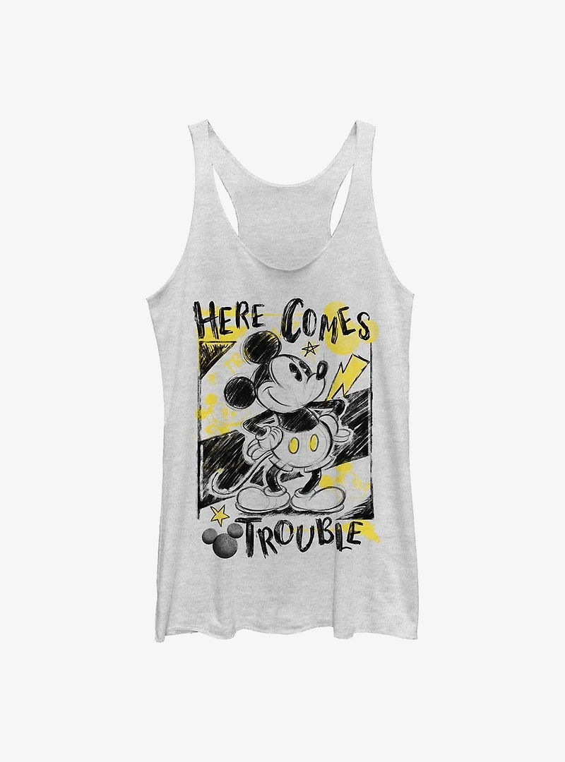 Disney Mickey Mouse Trouble Comes Womens Tank Top