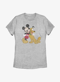 Disney Mickey Mouse And Pluto Womens T-Shirt
