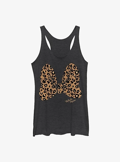 Disney Minnie Mouse Animal Print Bow Womens Tank Top