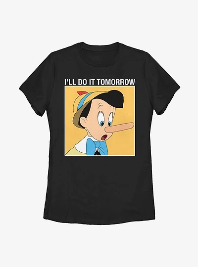 Disney Pinocchio Do It Tomorrow Womens T-Shirt
