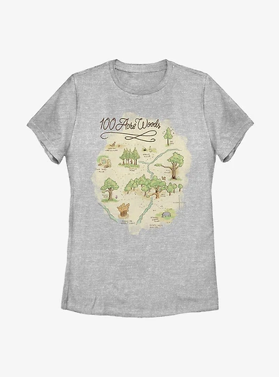 Disney Winnie The Pooh Acre Map Womens T-Shirt