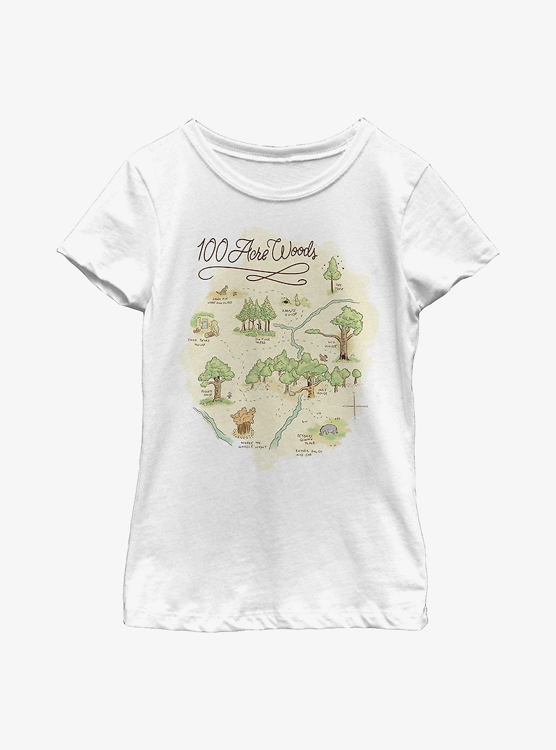 Disney Winnie The Pooh 100 Acre Map Youth Girls T-Shirt