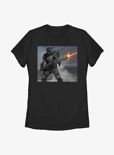 Star Wars The Mandalorian Child Mando Fire Womens T-Shirt