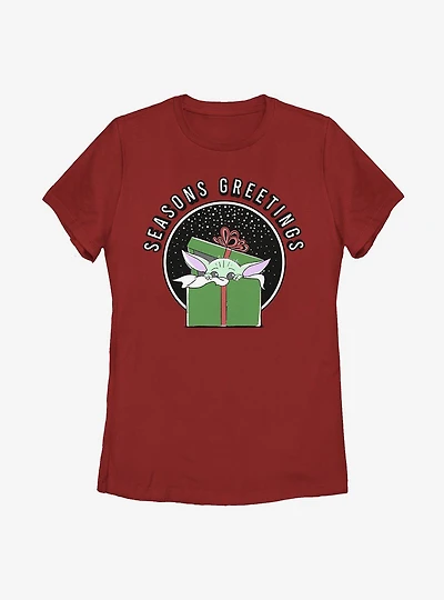 Star Wars The Mandalorian Child Seasons Greetings Womens T-Shirt