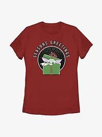 Star Wars The Mandalorian Child Seasons Greetings Womens T-Shirt