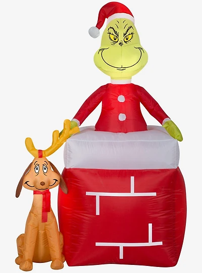 Grinch Out Of Chimney With Max Scene Medium Airblown