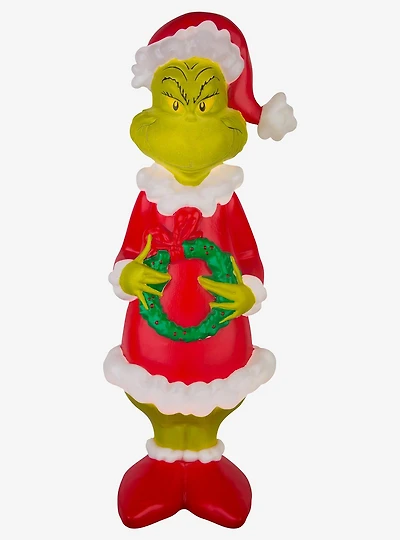 Grinch With Wreath Small Lighted Blow Mold Outdoor Decor
