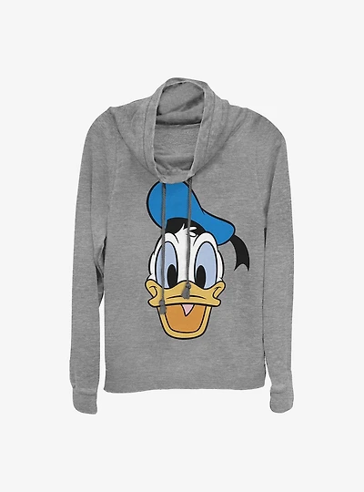 Disney Donald Duck Big Face Donald Cowlneck Long-Sleeve Girls Top