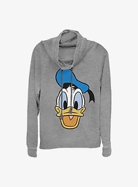 Disney Donald Duck Big Face Donald Cowlneck Long-Sleeve Girls Top
