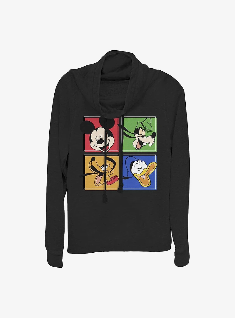 Disney Mickey Mouse And Friends Square Cowlneck Long-Sleeve Girls Top