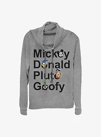Disney Mickey And Friends Names Cowlneck Long-Sleeve Girls Top