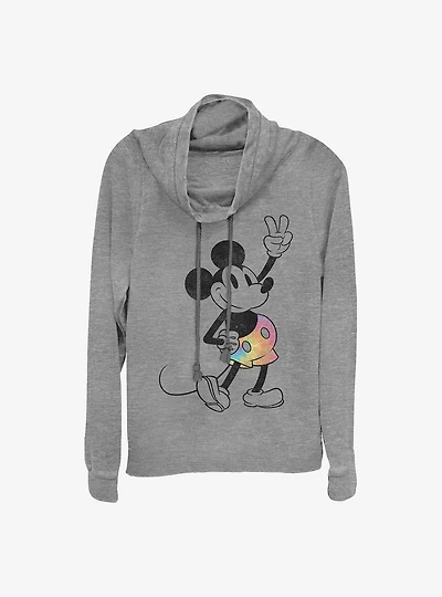 Disney Mickey Mouse Tie-Dye Mickey Cowlneck Long-Sleeve Girls Top