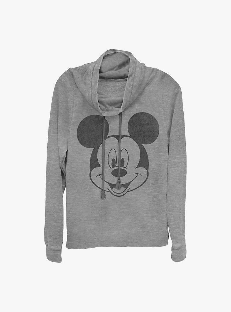 Disney Mickey Mouse Face Cowlneck Long-Sleeve Girls Top