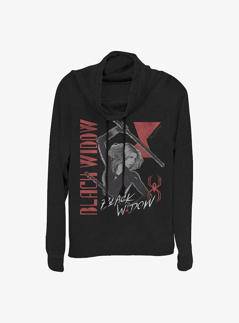 Marvel Black Widow Retro Cowlneck Long-Sleeve Girls Top