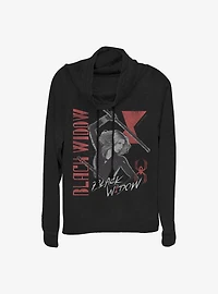 Marvel Black Widow Retro Cowlneck Long-Sleeve Girls Top