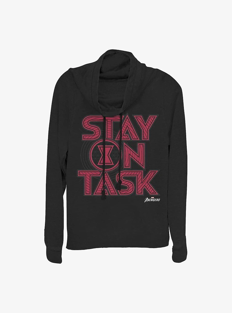 Marvel Black Widow Stay On Task Cowlneck Long-Sleeve Girls Top