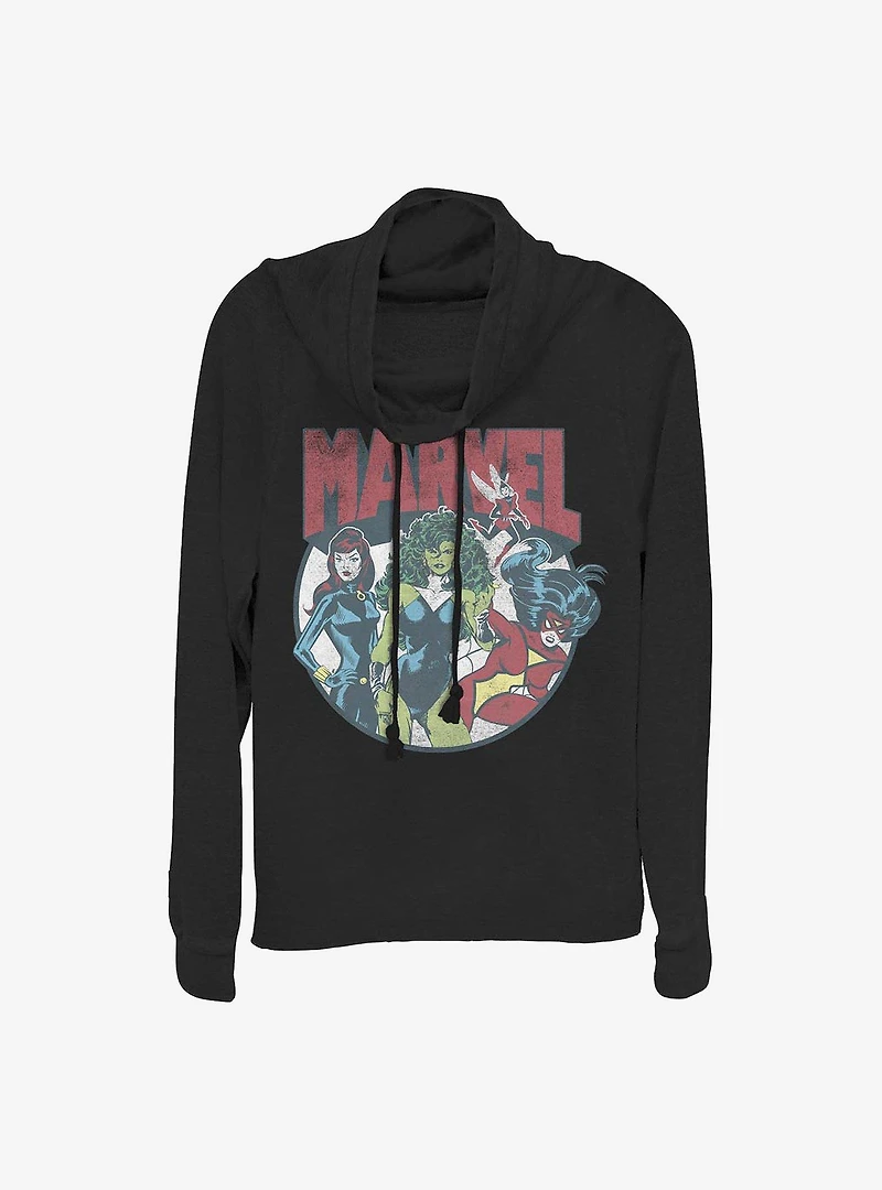 Marvel Strong Gals Cowlneck Long-Sleeve Girls Top