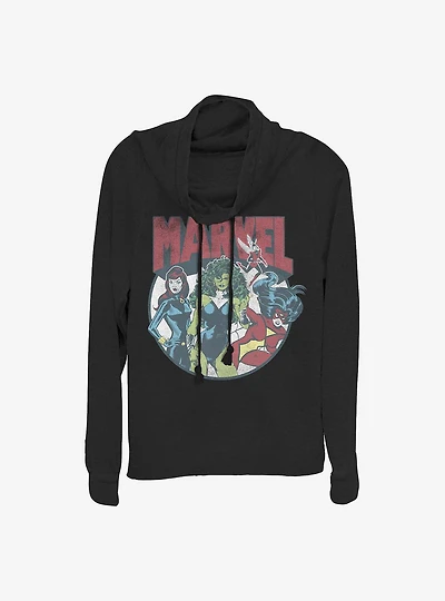 Marvel Strong Gals Cowlneck Long-Sleeve Girls Top