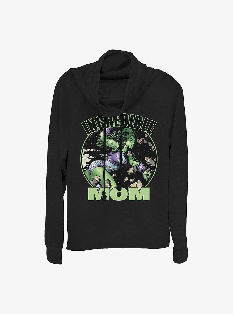Marvel The Hulk Incredible Mom Cowlneck Long-Sleeve Girls Top