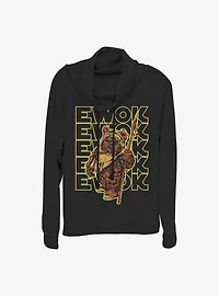 Star Wars Retro Ewok Repeat Cowlneck Long-Sleeve Girls Top