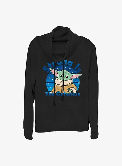 Star Wars The Mandalorian Strong Is CutenessThe Child Cowlneck Long-Sleeve Girls Top