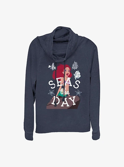 Disney The Little Mermaid Seas Day Simple Cowlneck Long-Sleeve Girls Top