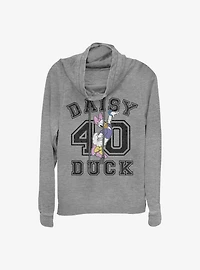 Disney Daisy Duck Collegiate Cowl Neck Long-Sleeve Womens Top
